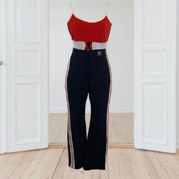 XERS Pants - XERS Vintage 1980's Jumpsuit Tank Style Colorblock Americana Women's Size Large